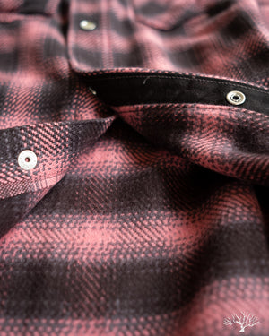 The Flat Head FN-SNW-005L - Ombre Check Flannel Western Shirt - Pink/Black