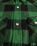 Flat Head FN-SNW-101L - Block Check Flannel Western Shirt - Green/Black