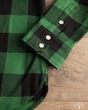 Flat Head FN-SNW-101L - Block Check Flannel Western Shirt - Green/Black