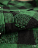 Flat Head FN-SNW-101L - Block Check Flannel Western Shirt - Green/Black