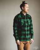 Flat Head FN-SNW-101L - Block Check Flannel Western Shirt - Green/Black