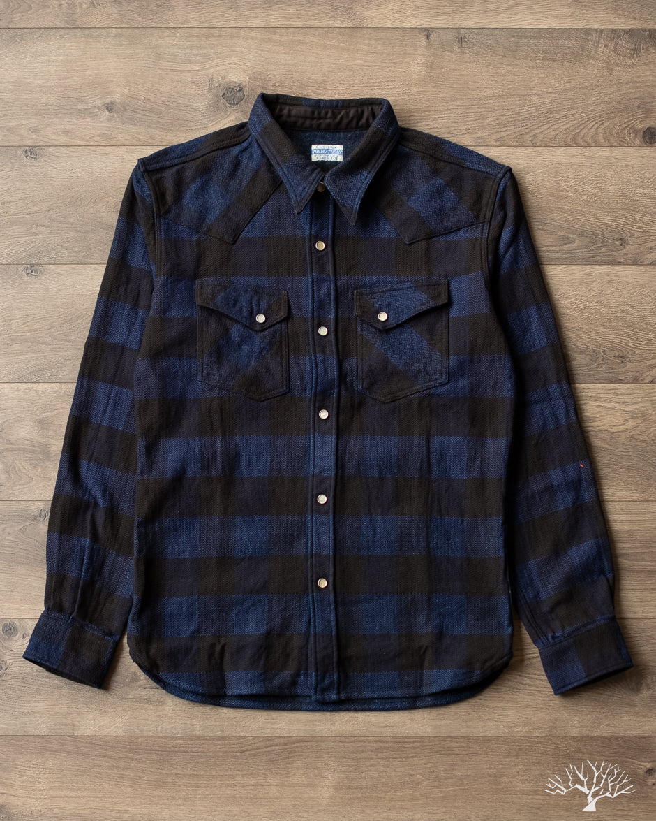 The Flat Head - FN-SNW-101LSP - Block Check Flannel Western Shirt