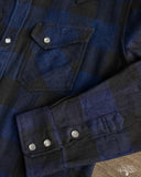 Flat Head FN-SNW-101LSP - Block Check Flannel Western Shirt - Indigo