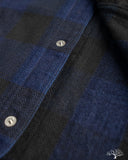 Flat Head FN-SNW-101LSP - Block Check Flannel Western Shirt - Indigo