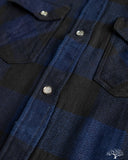 Flat Head FN-SNW-101LSP - Block Check Flannel Western Shirt - Indigo