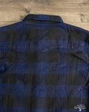 Flat Head FN-SNW-101LSP - Block Check Flannel Western Shirt - Indigo