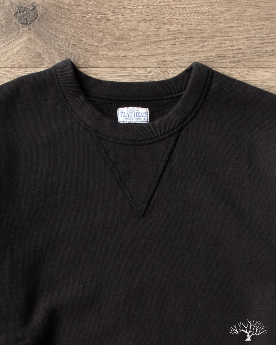 The Flat Head - FN-SWC-301 - Loopwheel Crew Neck Sweatshirt - Black ...