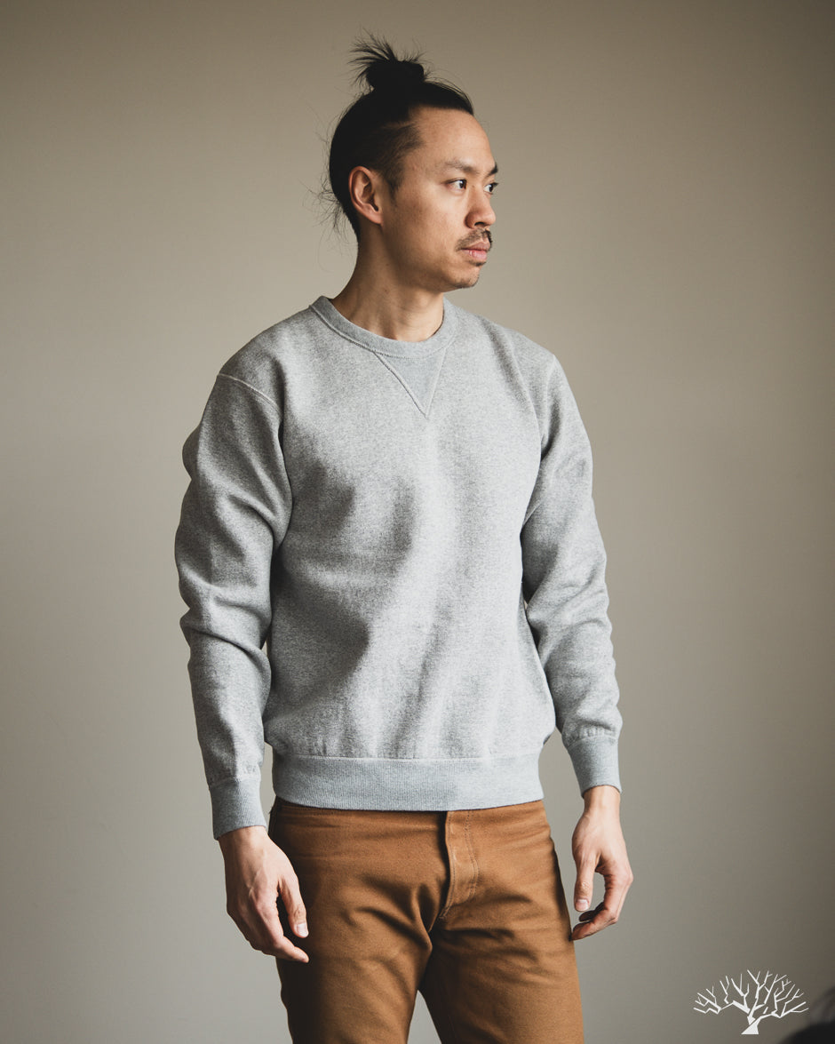 The Flat Head - FN-SWC-301 - Loopwheel Crew Neck Sweatshirt - Grey ...