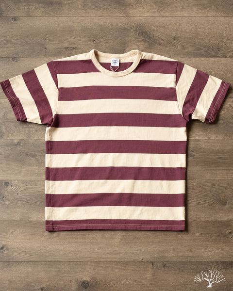 The Flat Head - FN-THB-002 - Border T-Shirt - Ivory/Purple