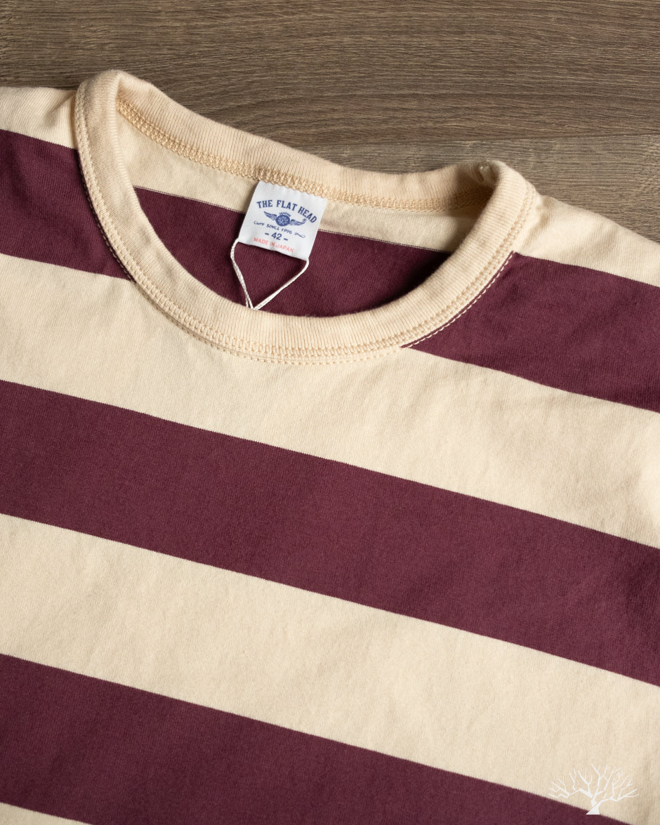 The Flat Head - FN-THB-002 - Border T-Shirt - Ivory/Purple