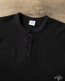 Flat Head FN-THLH-004 - Waffle Knit Henley Thermal - Black