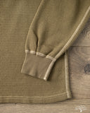 Flat Head FN-THLH-004 - Waffle Knit Henley Thermal - Olive