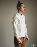 Flat Head FN-THLH-004 - Waffle Knit Henley Thermal - Ivory