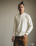 Flat Head FN-THLH-004 - Waffle Knit Henley Thermal - Ivory