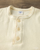 Flat Head FN-THLH-004 - Waffle Knit Henley Thermal - Ivory