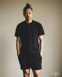 Flat Head FN-TSH-003 - Short-Sleeve Henley T-Shirt - Black