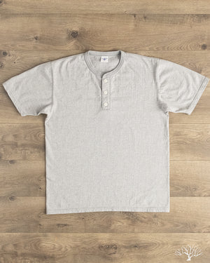 The Flat Head - FN-TSH-003 - Short-Sleeve Henley T-Shirt - Gray