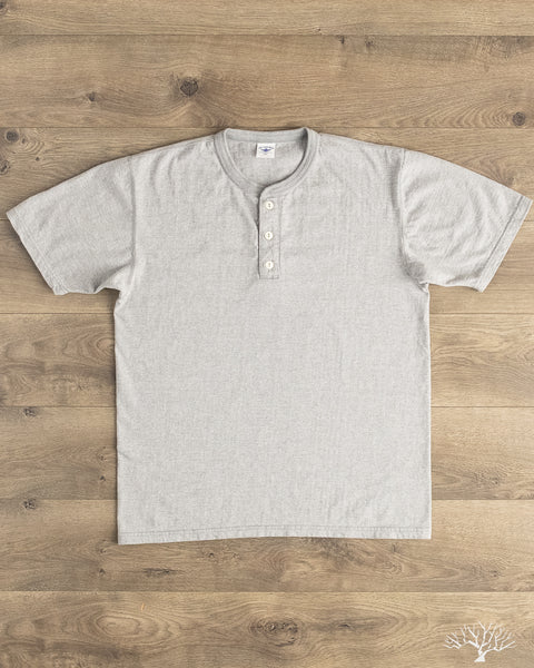 The Flat Head - FN-TSH-003 - Short-Sleeve Henley T-Shirt - Gray