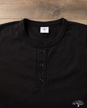 The Flat Head - FN-TSHL-004 - Long-Sleeve Henley T-Shirt - Black
