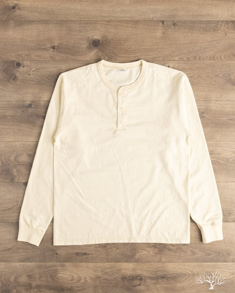 The Flat Head - FN-TSHL-004 - Long-Sleeve Henley T-Shirt - Ivory