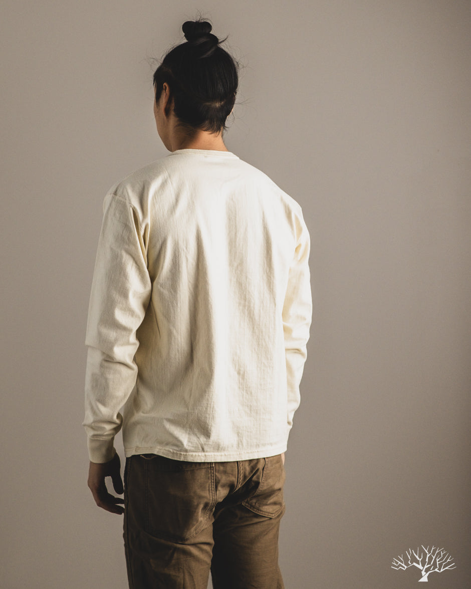 Flat Head FN-TSHL-004 - Long-Sleeve Henley T-Shirt - Ivory