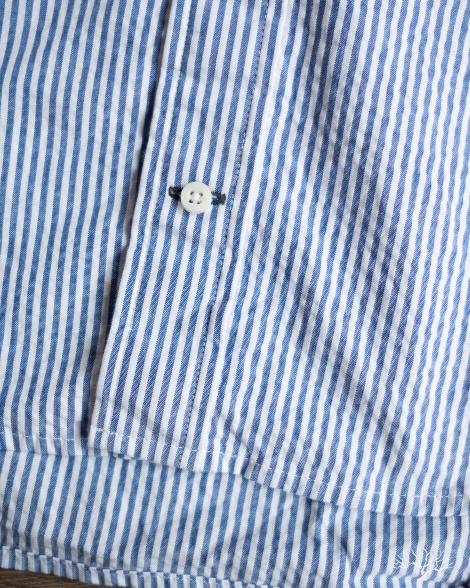 Gitman Vintage Blue Stripe Seersucker Short-Sleeve Shirt