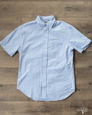 Blue Tonal Seersucker Short-Sleeve Shirt