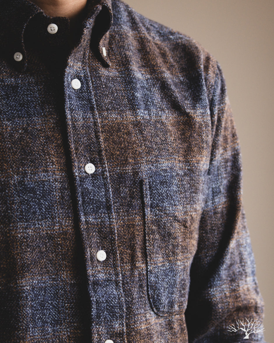 Gitman Vintage Brown Cotton Tweed Check Shirt
