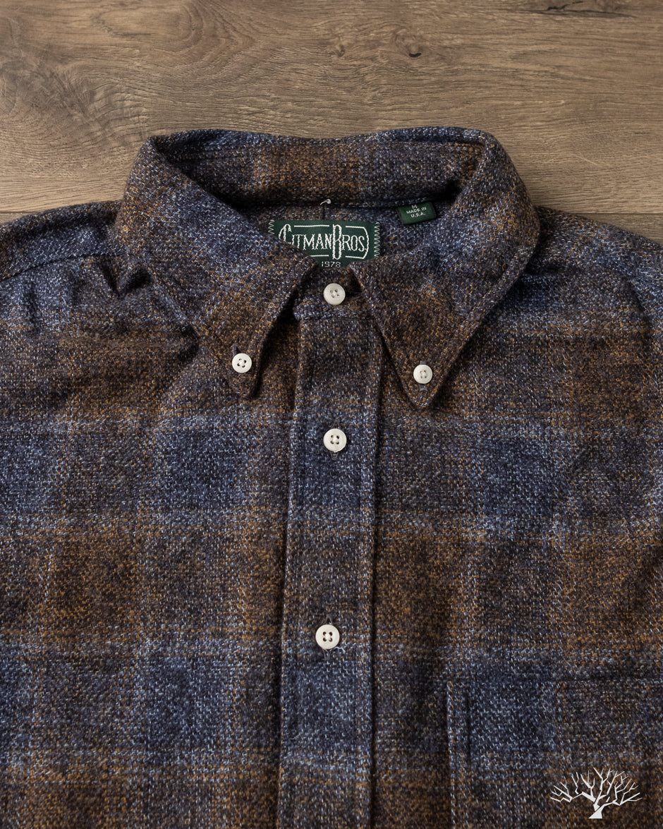 Gitman Vintage Brown Cotton Tweed Check Shirt