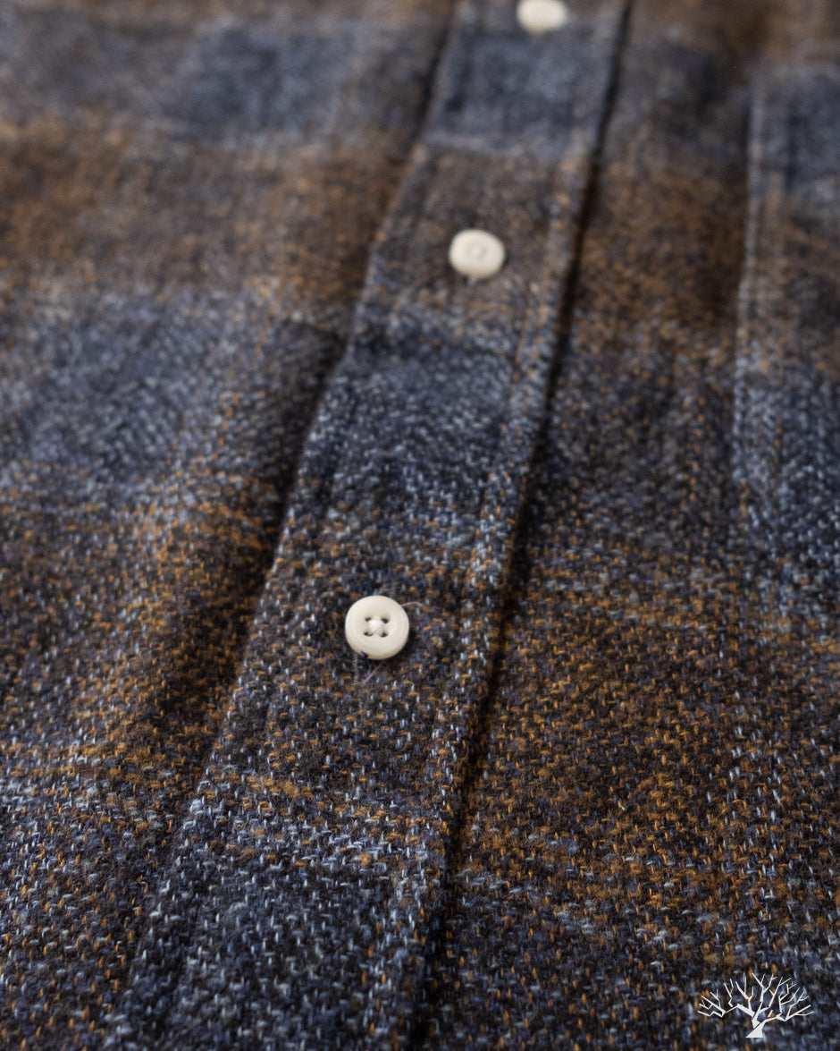 Gitman Vintage Brown Cotton Tweed Check Shirt
