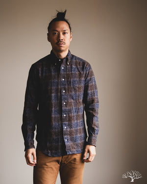 Gitman Vintage - Brown Cotton Tweed Check Shirt – Withered Fig