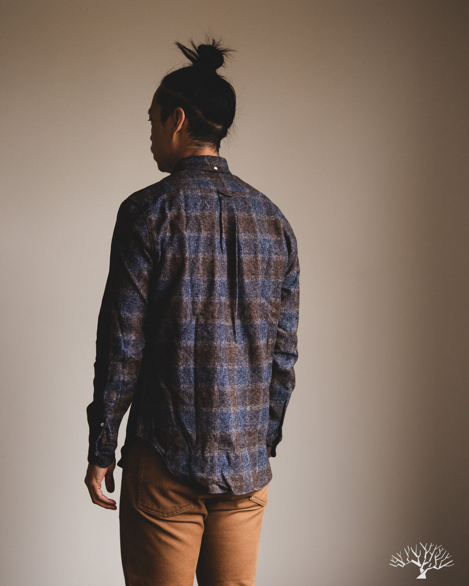 Gitman Vintage Brown Cotton Tweed Check Shirt