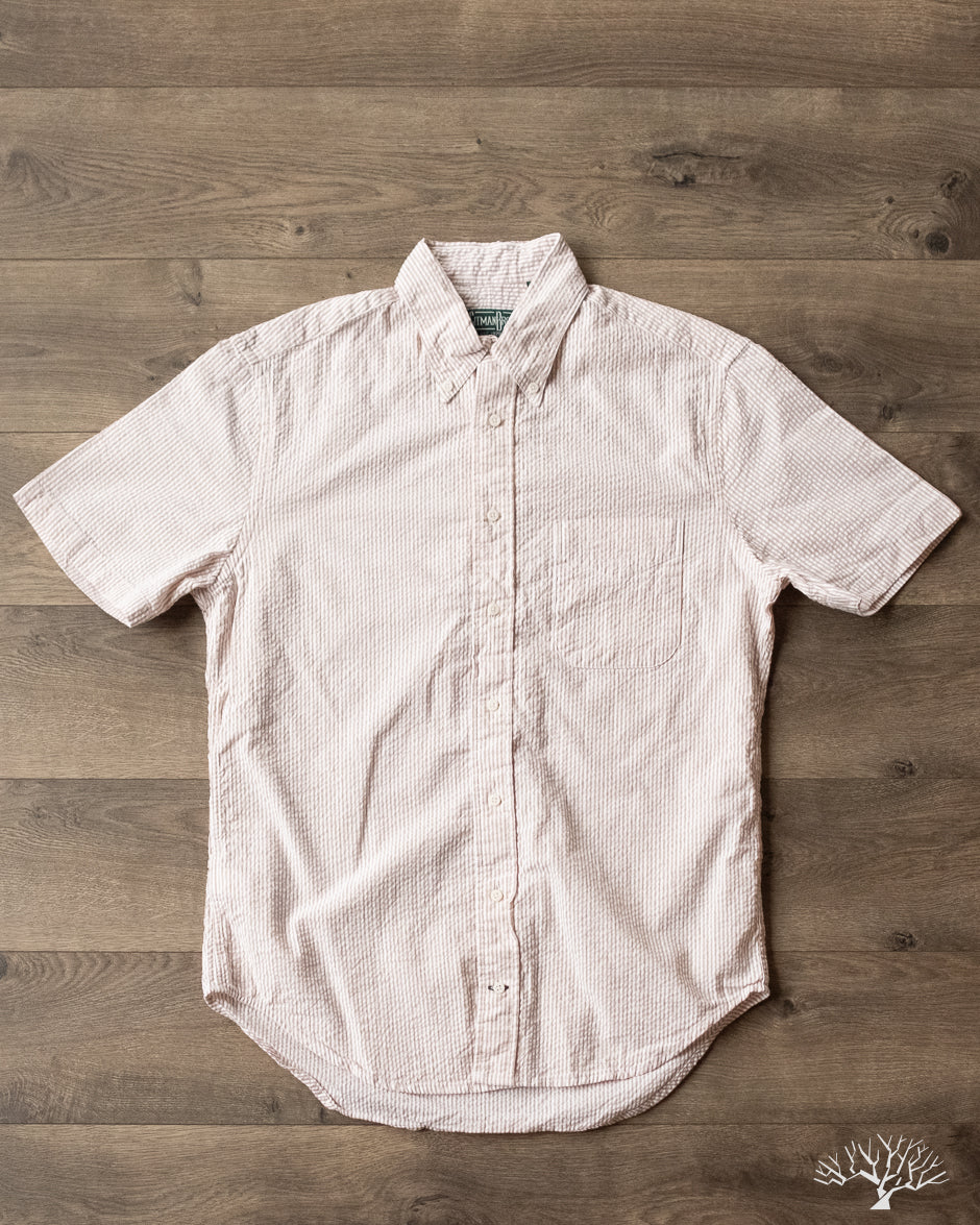 Gitman Vintage Brown Yarn-Dyed Seersucker Short-Sleeve Shirt