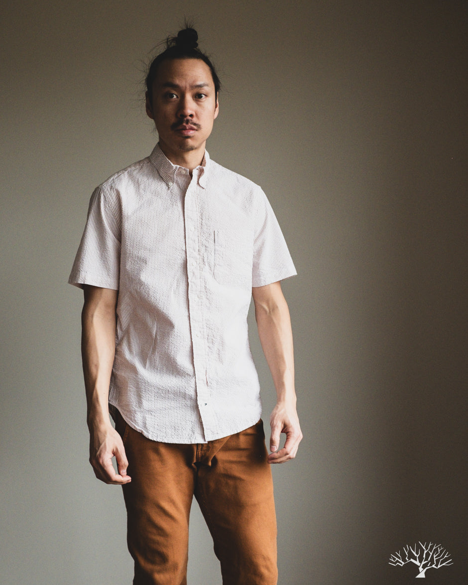 Gitman Vintage Brown Yarn-Dyed Seersucker Short-Sleeve Shirt