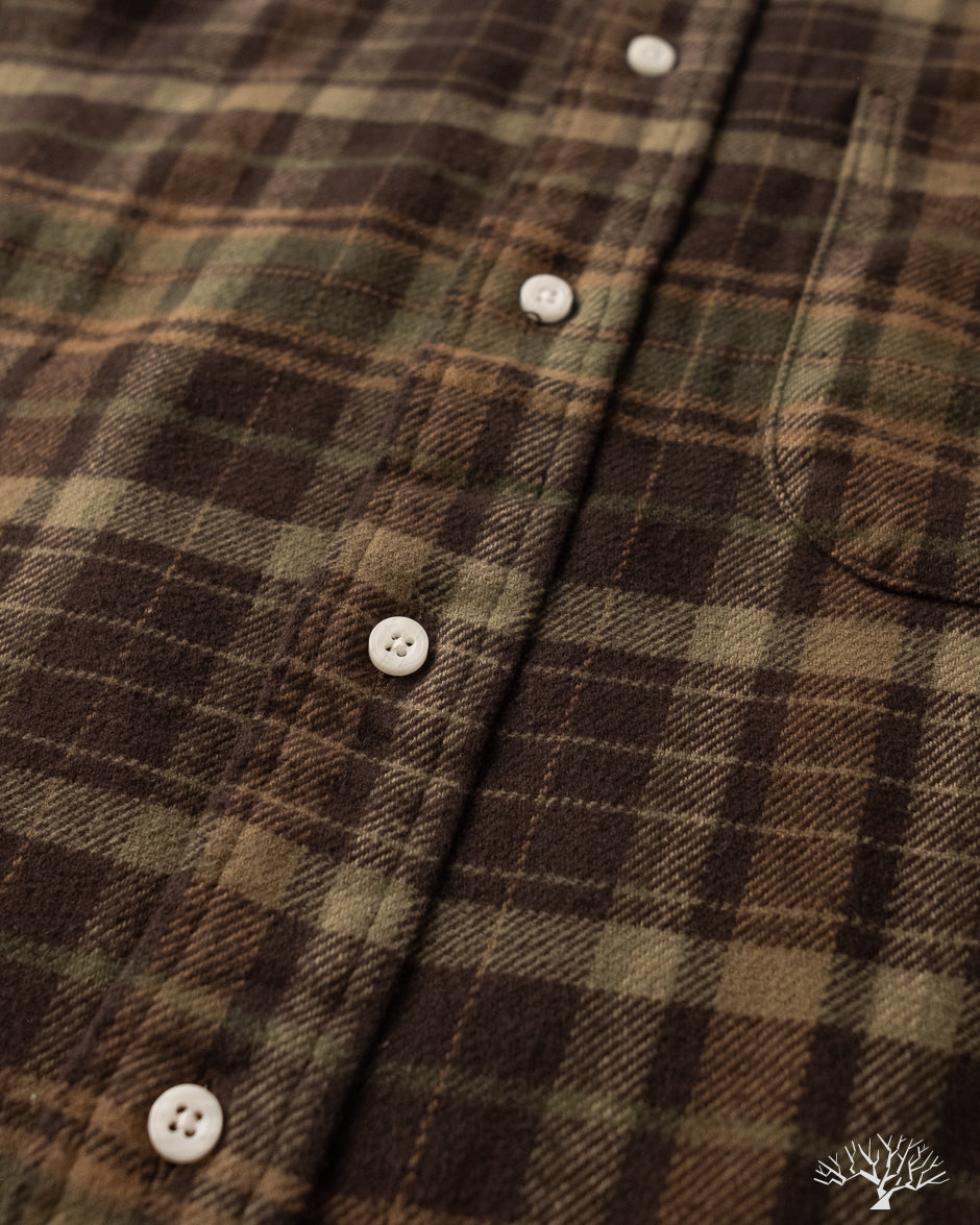 Gitman Vintage Brushed Winter Madras Shirt - Brown/Olive