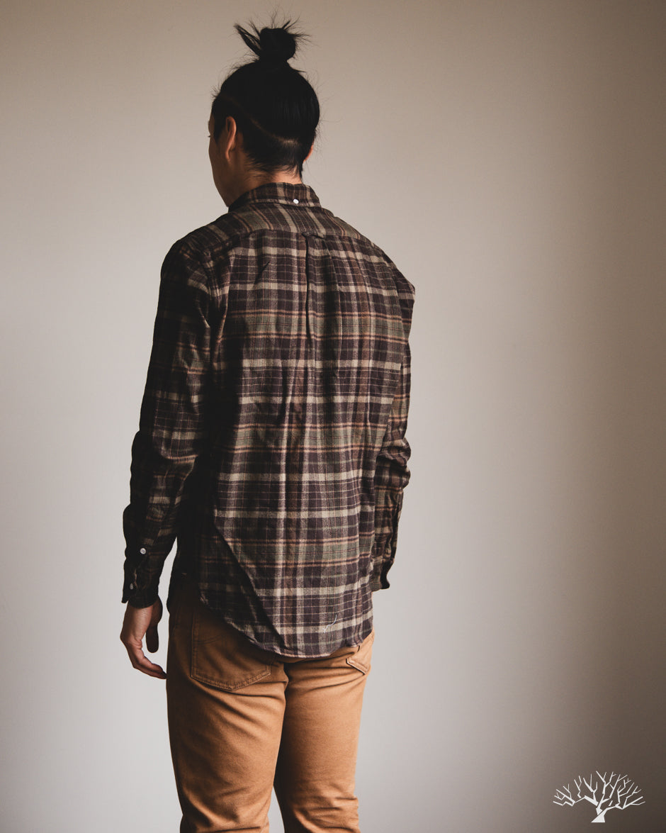 Gitman Vintage Brushed Winter Madras Shirt - Brown/Olive