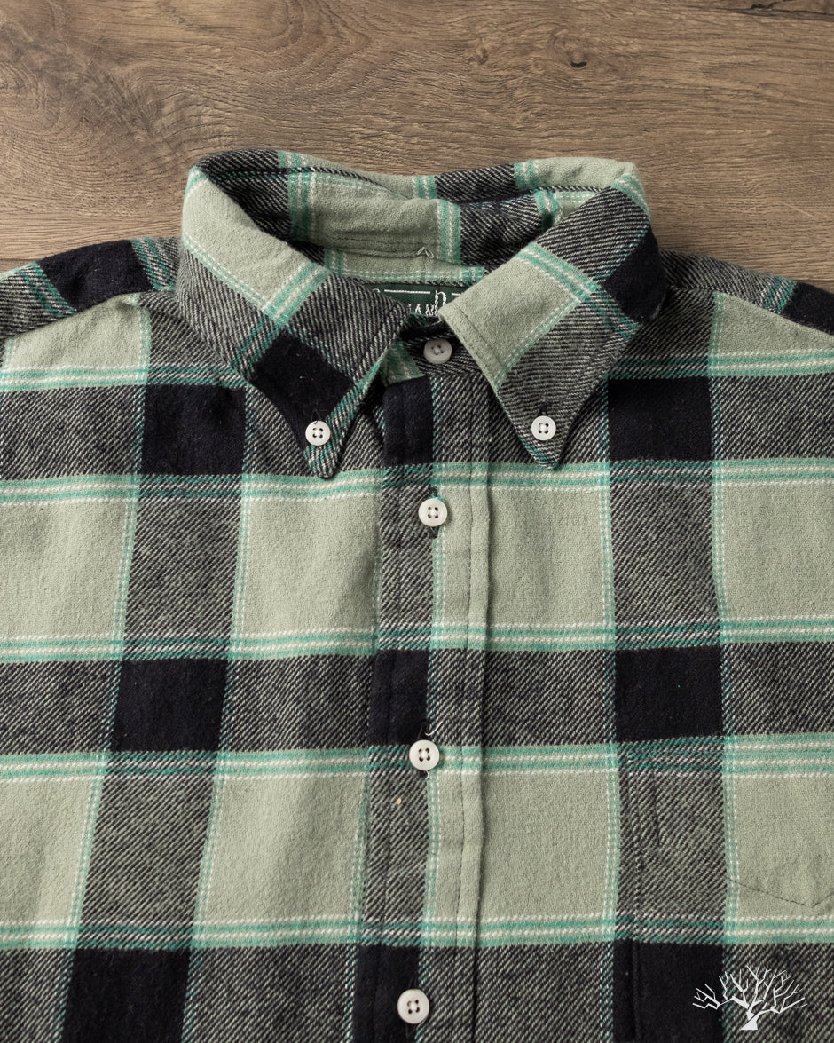 3sixteen Brushed Winter Madras Shirt - Celeste Green/Black