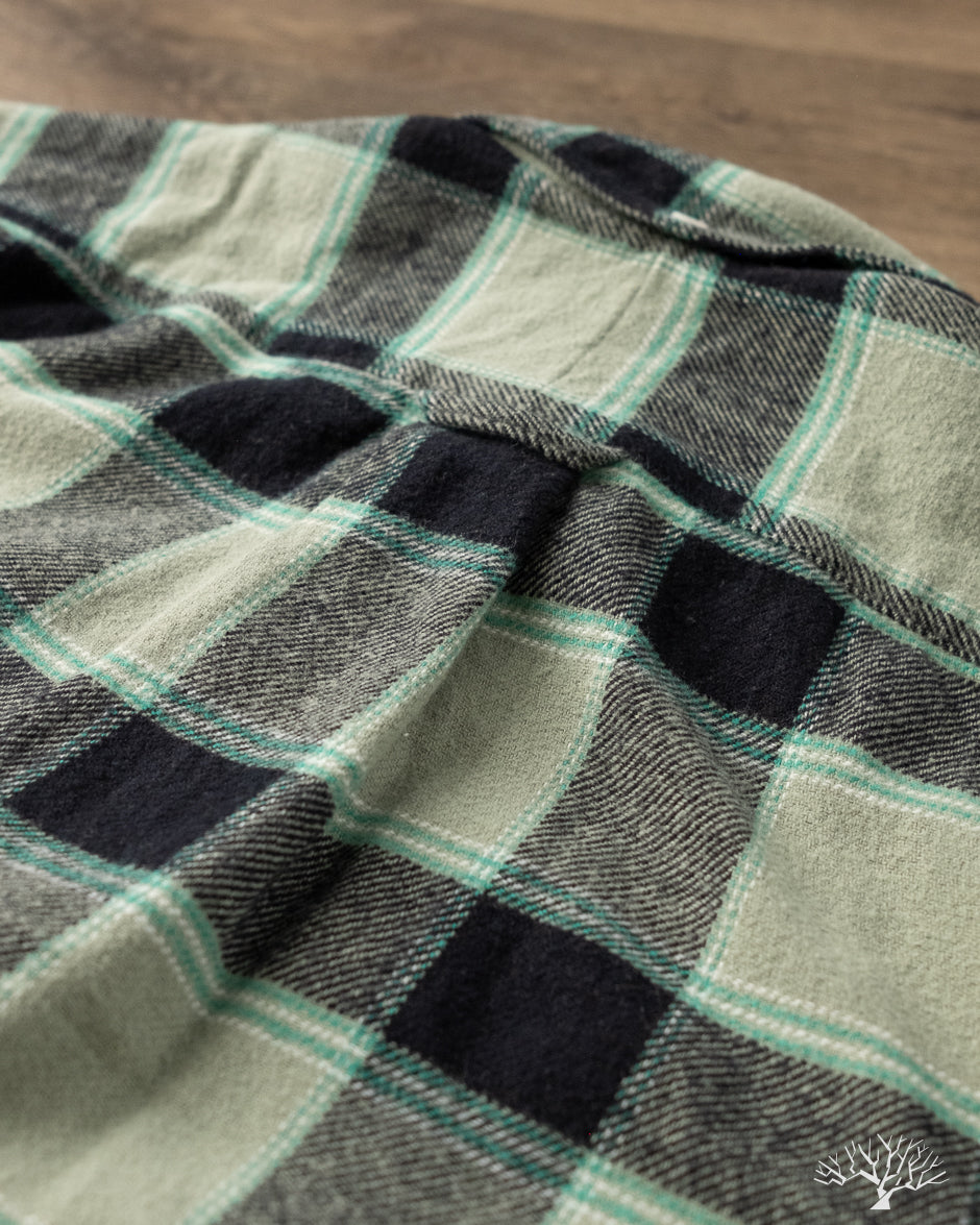 3sixteen Brushed Winter Madras Shirt - Celeste Green/Black