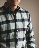 3sixteen Brushed Winter Madras Shirt - Celeste Green/Black