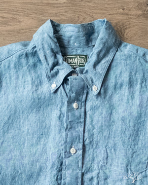 Gitman Vintage Blue Chambray Linen Long-Sleeve Shirt