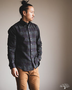 Gitman Vintage - Navy Cotton Tweed Check Shirt – Withered Fig