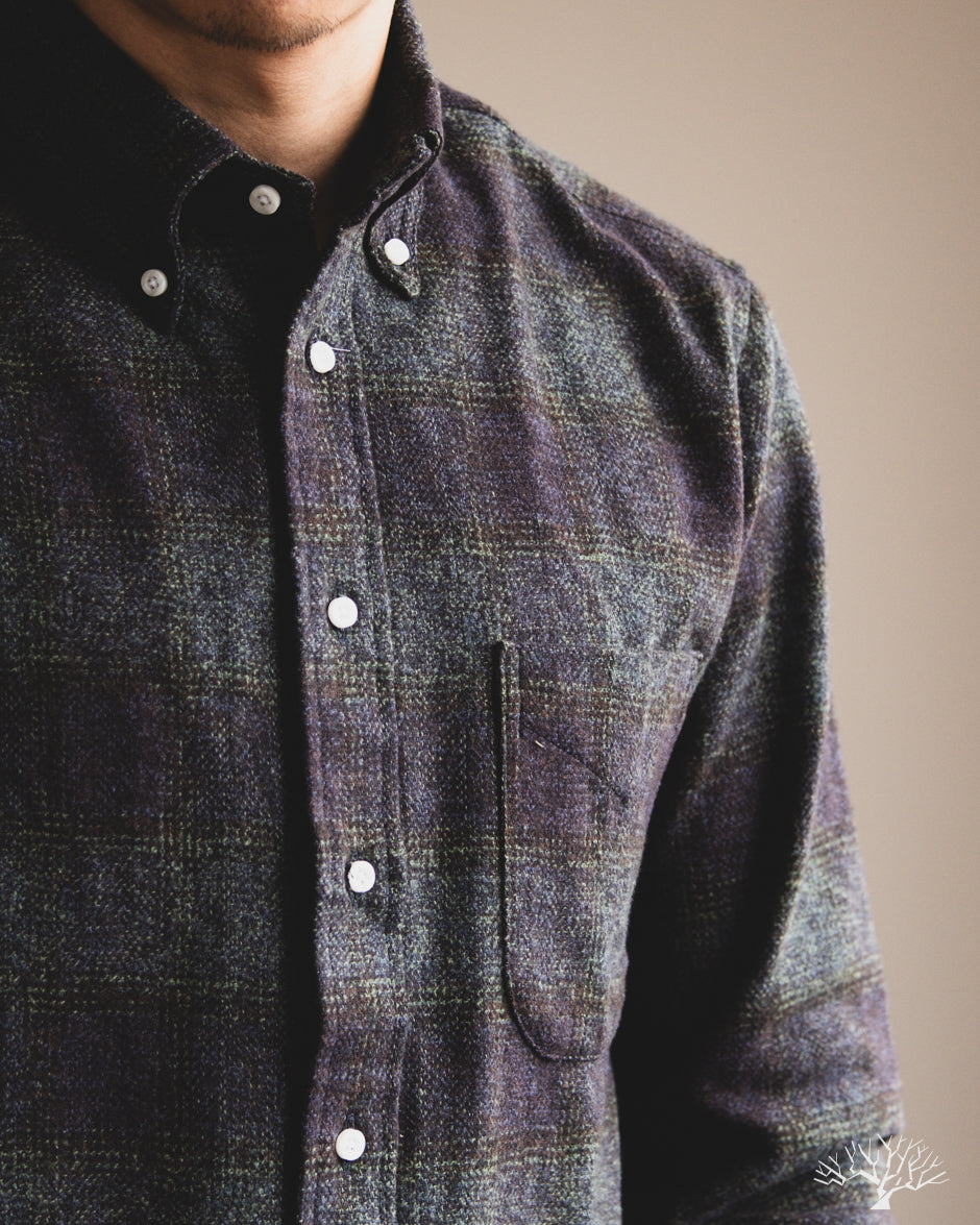 Gitman Vintage Navy Cotton Tweed Check Shirt