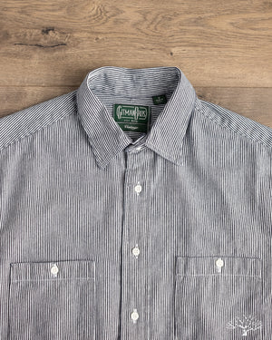 hmrr.　digne  button shirt stripe FiveBrother Men's Flex-Denim Long Sleeve Hickory Stripe Logger