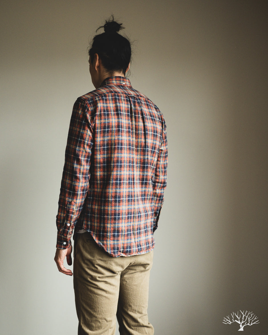 Gitman Vintage Red Cotton Tweed Check Shirt