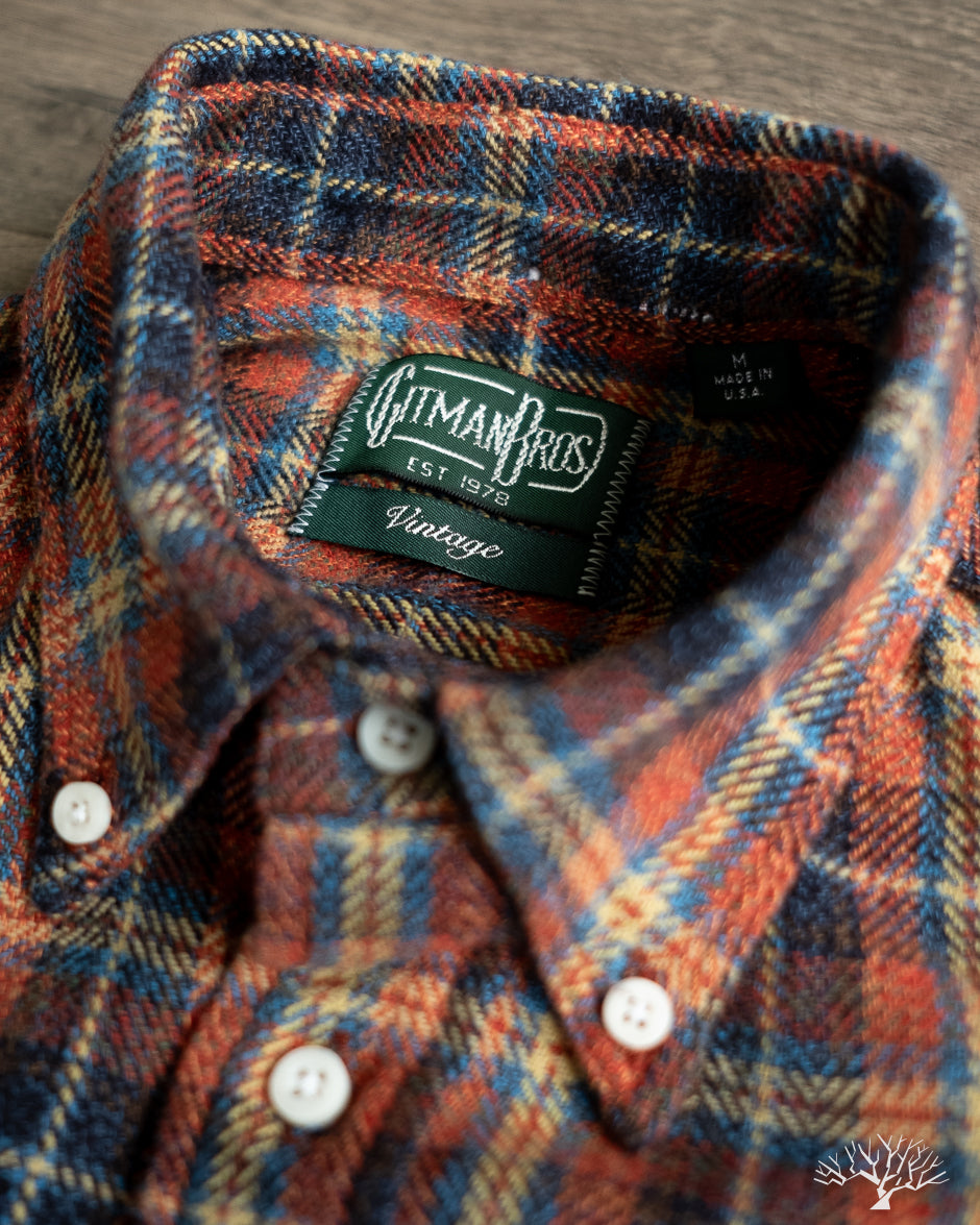 Gitman Vintage Red Cotton Tweed Check Shirt