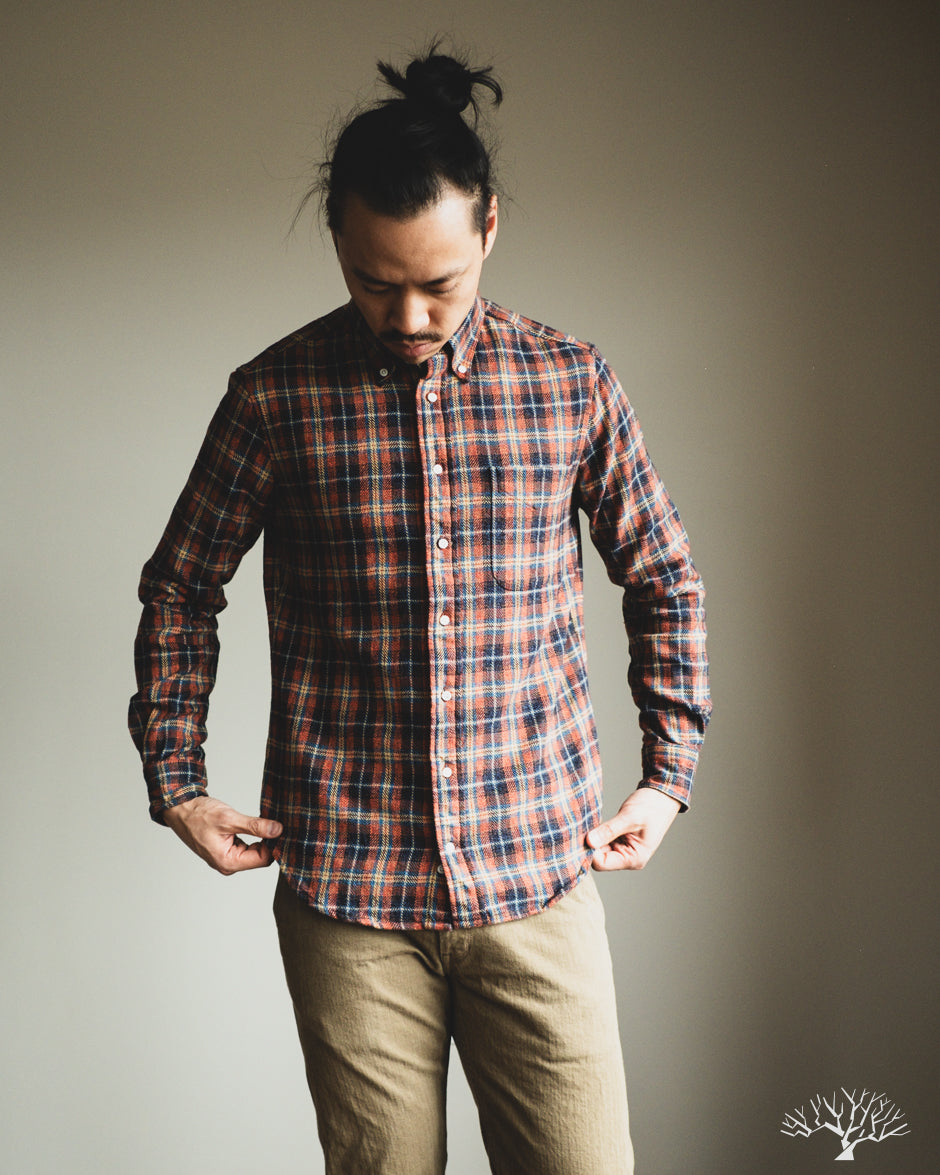 Gitman Vintage Red Cotton Tweed Check Shirt