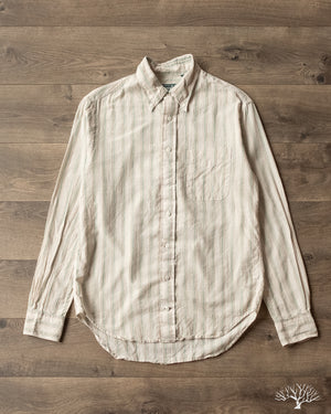Gitman Vintage Tan Cotton/Ramie Cabana Stripe Long-Sleeve Shirt