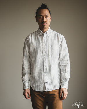 Gitman Vintage - Japanese Striped Oxford - White – Withered Fig