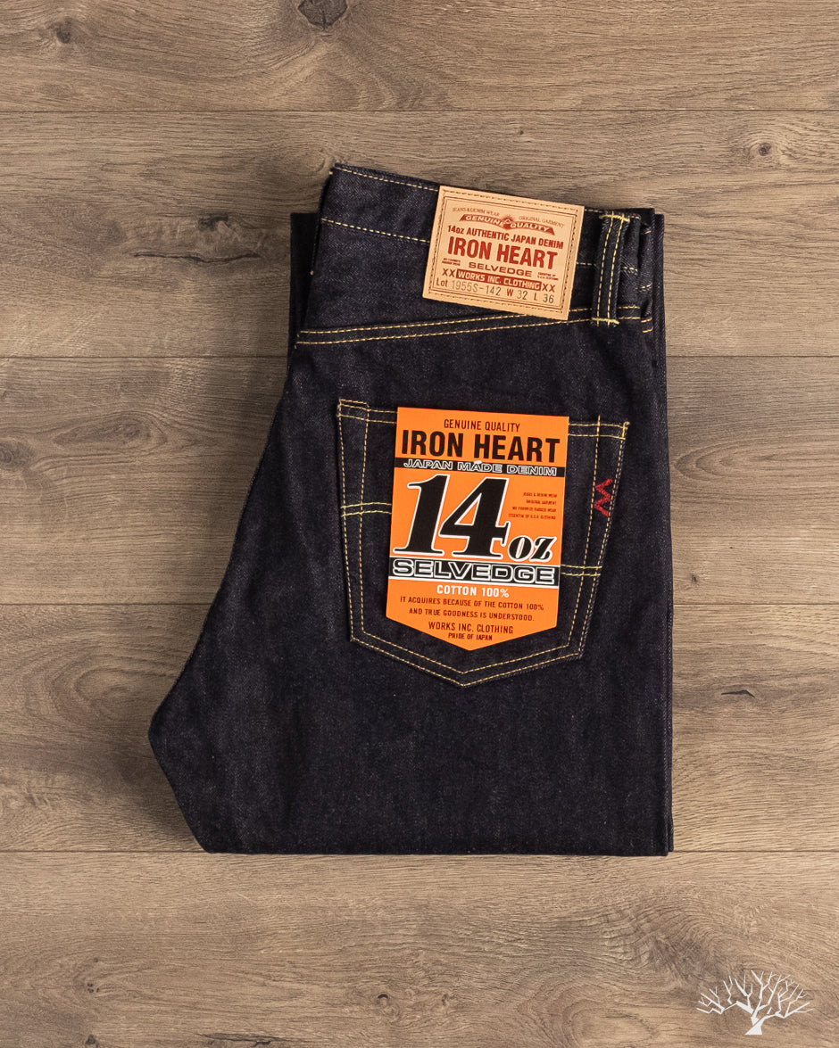 Iron Heart IH-1955S-142 - 14oz Selvedge Denim "1955" Vintage Tapered Cut Jeans - Indigo