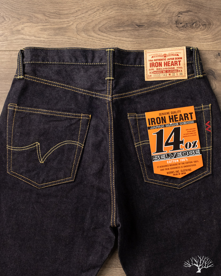 Iron Heart IH-1955S-142 - 14oz Selvedge Denim "1955" Vintage Tapered Cut Jeans - Indigo